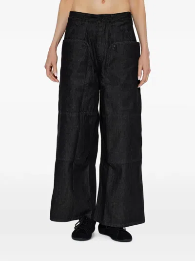 Y-3 X Yohji Yamamoto Button-detail Wide-leg Jeans In Black