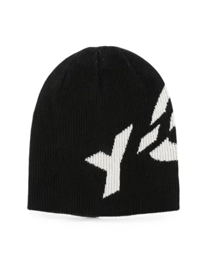 Y-3 X Yohji Yamamoto Cl Logo-intarsia Beanie Hat In Black
