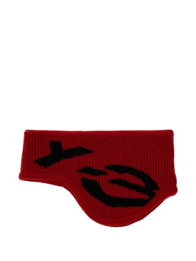 Y-3 X Yohji Yamamoto Graphic Logo Headband In Burgundy