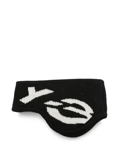 Y-3 X Yohji Yamamoto Logo-intarsia Ribbed Headband In Black