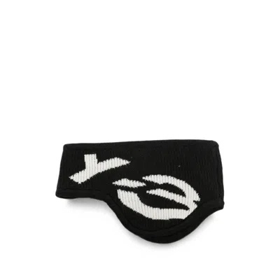 Y-3 X Yohji Yamamoto Logo-intarsia Ribbed Headband In Black