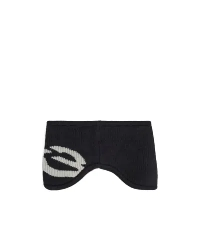 Y-3 X Yohji Yamamoto Logo-intarsia Ribbed Headband In Black