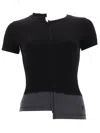 Y-3 Asymmetric Hem Short Sleeve Round Neck Top In Black