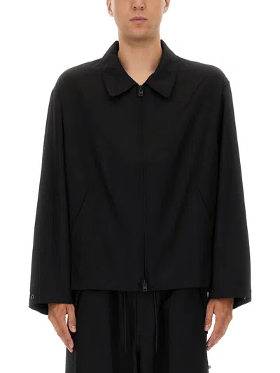 Y-3 Wool Jacket Collared Design Front Pockets In Black