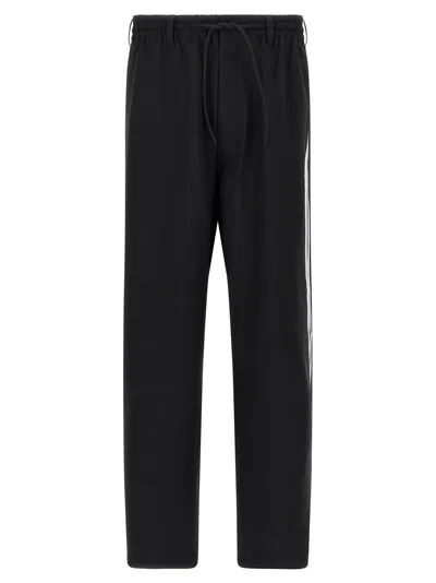 Y-3 Mid Rise Side-stripe Drawstring Trousers In Black