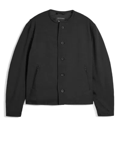 Y-3 Double-breasted Collarless Jacket In Black