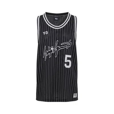 Y-3 Striped Sleeveless Basketball Jersey In Black