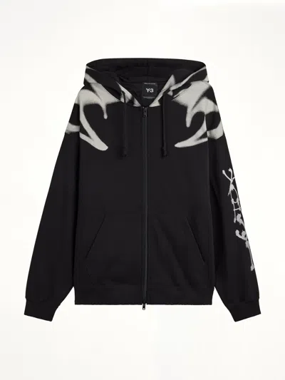 Y-3 Graphic Cotton French Terry Zip Hoodie In Black