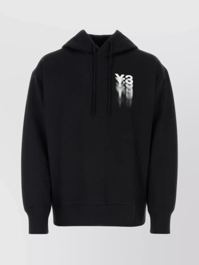 Y3 Yamamoto Cotton Hooded Sweatshirt With Ribbed Cuffs In Black