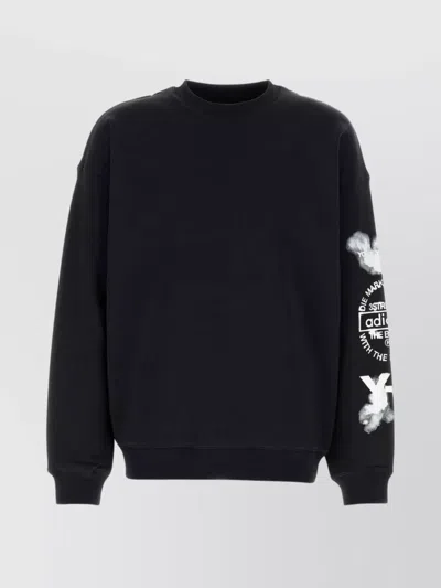 Y3 YAMAMOTO OVERSIZE CREW NECK SWEATSHIRT WITH GRAPHIC PRINT