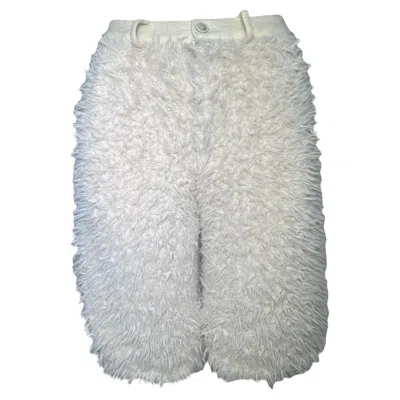 Pre-owned Y-3 Yohji Yamamoto X Adidas Cream Wool Fur Shorts In White