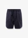 Y-81 Virgin Wool Blend Shorts With Striped Pattern In Blue