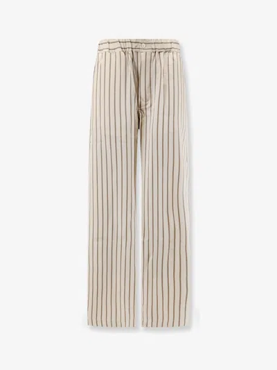 Y-81 Viscose Trousers With Striped Pattern In Neutral