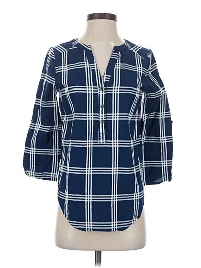 Pre-owned Ya Los Angeles 3/4 Sleeve Button Down Shirt In Blue