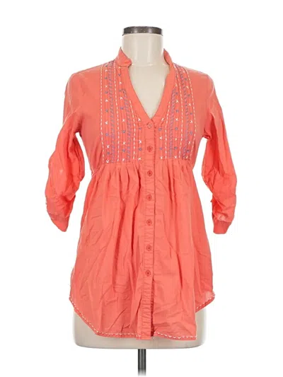 Pre-owned Ya Los Angeles 3/4 Sleeve Button Down Shirt In Orange