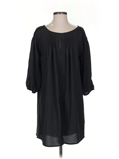 Pre-owned Ya Los Angeles 3/4 Sleeve Silk Top Black Keyhole Neckline Tops