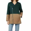 Ya Los Angeles Color Block Coat With Asymmetrical Zipper In Multicolor In Multi