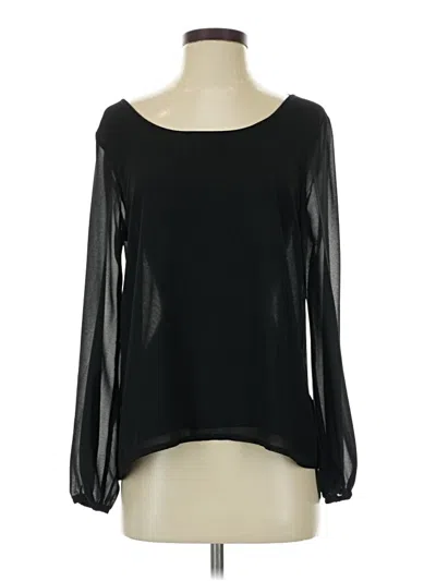Pre-owned Ya Los Angeles Long Sleeve Silk Top Black Boatneck Tops