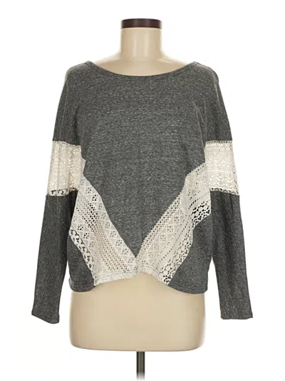 Pre-owned Ya Los Angeles Long Sleeve Top Gray Boatneck Tops