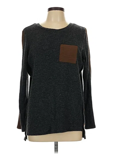 Pre-owned Ya Los Angeles Long Sleeve Top Gray Crew Neck Tops