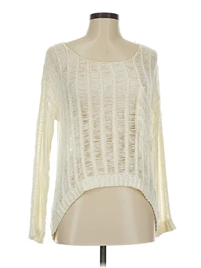 Pre-owned Ya Los Angeles Long Sleeve Top Ivory Square Neckline Tops In White