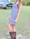 Ya Los Angeles Sleeveless Print With Cut Outs In Blue In Blue