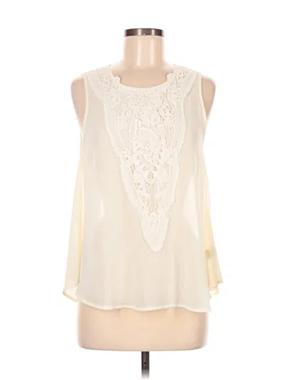 Pre-owned Ya Los Angeles Sleeveless Silk Top Ivory Halter Neckline Tops In White