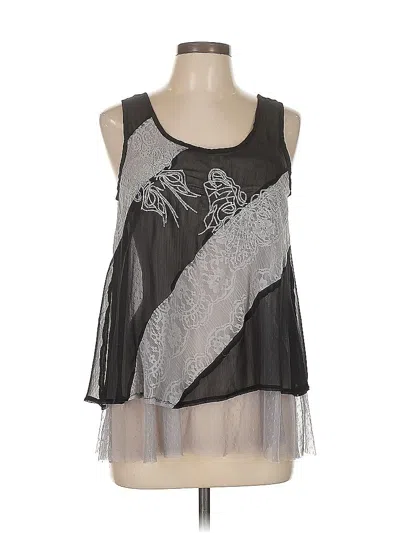 Pre-owned Ya Los Angeles Sleeveless Silk Top Silver Halter Neckline Tops
