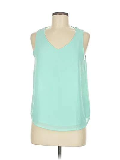 Pre-owned Ya Los Angeles Sleeveless Silk Top Teal Halter Neckline Tops In Blue
