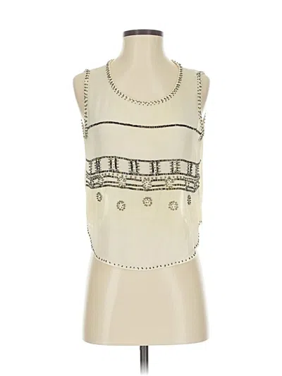 Pre-owned Ya Los Angeles Sleeveless Top Ivory Square Neckline Tops In White