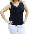 Ya Los Angeles Sleeveless Top With Front Details In Black In Blue