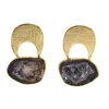 Yaa Yaa London Women's Black / Grey / Gold Quietly Confident Black Grey Agate Crystal Earrings In Multi
