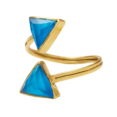 Yaa Yaa London Women's Blue Ebien Gemstone Gold Adjustable Ring