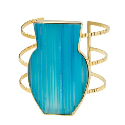 Yaa Yaa London Women's Blue / Gold Blue Gemstone Gold Body Cuff Bracelet In Multi