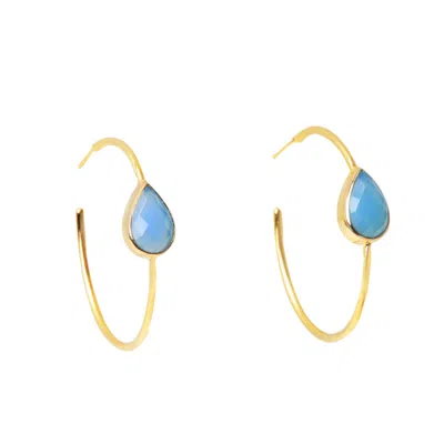 Yaa Yaa London Women's Blue / Gold Spring Life Blue Gemstone Hoop Earrings In Multi
