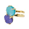 Yaa Yaa London Women's Blue / Purple Colour Pop Lux Adjustable Ring - Blue/purple In Multi
