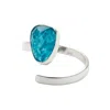 Yaa Yaa London Women's Blue / Silver Gemstone Adjustable Sterling Silver Pinky Ring In Multi