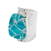 Yaa Yaa London Women's Blue / Silver Longline Molten Turquoise Stone Silver Cuff Statement Ring In Multi
