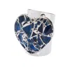 Yaa Yaa London Women's Blue / Silver Molten Heart Longline Navy Blue Stone Silver Adjustable Ring