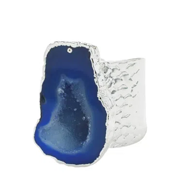 Yaa Yaa London Women's Blue / Silver Silver Blue Gemstone Mega Statement Ring In Multi