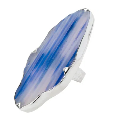Yaa Yaa London Women's Blue / Silver Sterling Silver Grande Blue Lavender Gemstone Adjustable Ring In Metallic
