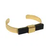 Yaa Yaa London Women's Gold / Black Quiet Luxury Collection Black Onyx Gold Cuff Bracelet