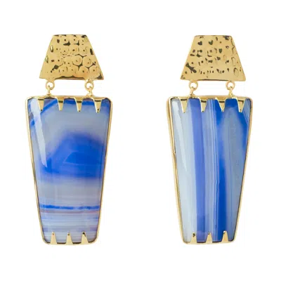 Yaa Yaa London Women's Gold / Blue Blue Lavender Determination Gold Gemstone Earrings In Multi