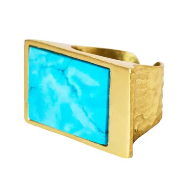 Yaa Yaa London Women's Gold / Blue / Green Confidence Turquoise Gemstone Gold Vermeil Ring