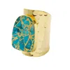 Yaa Yaa London Women's Gold / Blue / Green Longline Molten Turquoise Stone Gold Cuff Statement Ring In Multi