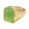 Yaa Yaa London Women's Gold / Green 'happy' Prehnite Green Gemstone Gold Ring