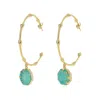 Yaa Yaa London Women's Gold / Green Hold On Amazonite Gemstone Large Hoop Earrings In Multi
