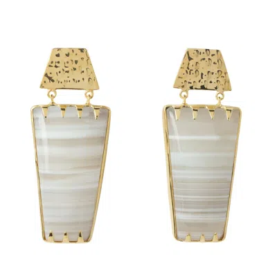 Yaa Yaa London Women's Gold / Neutrals / White White Ivory Determination Gold Gemstone Earrings