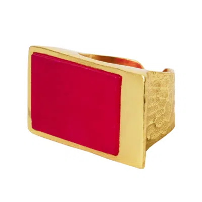 Yaa Yaa London Women's Gold / Pink / Purple Confidence Cerise Pink Gemstone Gold Vermeil Ring In Multi