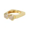Yaa Yaa London Women's Gold / Pink / Purple Quiet Luxury Rose Quartz Adjustable Square Ring